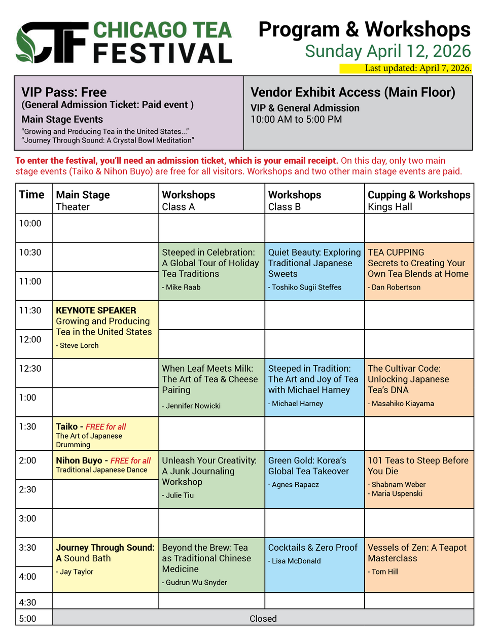 Festival Program – Chicago Tea Festival